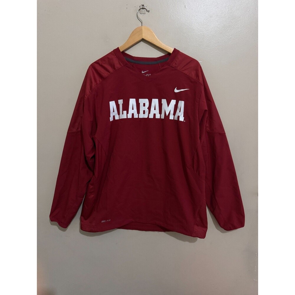 Men's L Nike Alabama Crimson Tide Baseball Team Issued PE Dugout Pullover Jacket